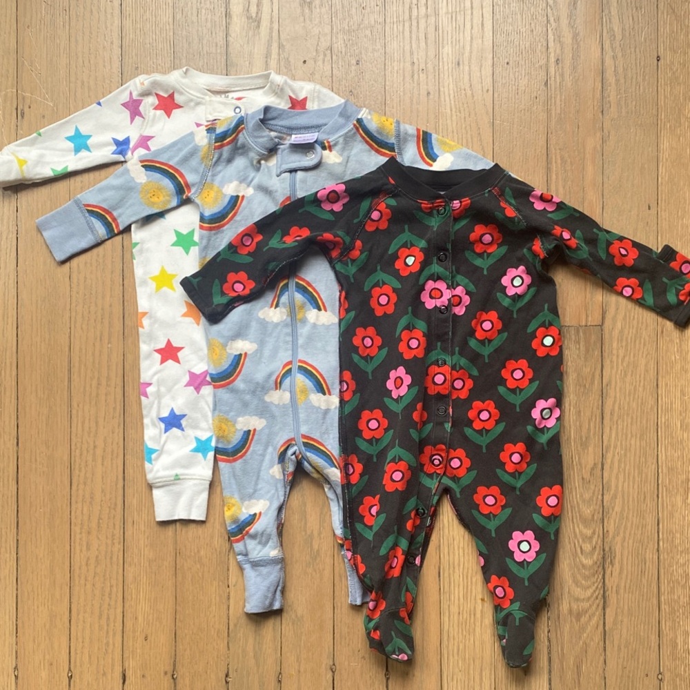 Set of 3 Bold Print One Pieces Sz 3-6M